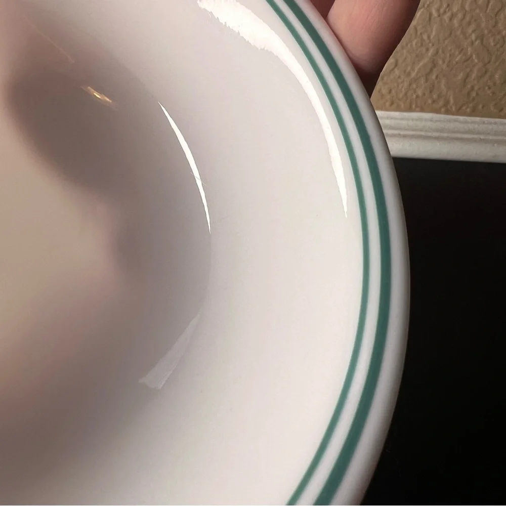 Corelle Corning Rosemarie Cereal Soup Bowl, Two Green Stripes, 6” Salad, Sauce